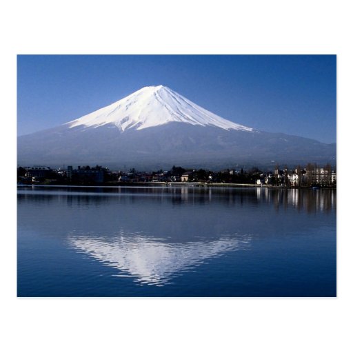 Mount Fuji and reflection in Lake Kawaguchi, Japan Post Card