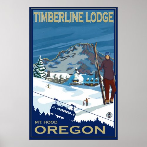 Mount Hood, Oregon Ski Poster - Timberline Lodge print