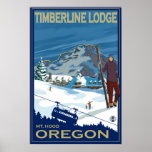 Mount Hood, Oregon Ski Poster - Timberline Lodge