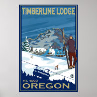 Mount Hood, Oregon Ski Poster - Timberline Lodge
