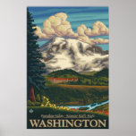 Mount Rainier - Paradise Inn Lodge - Travel Poster