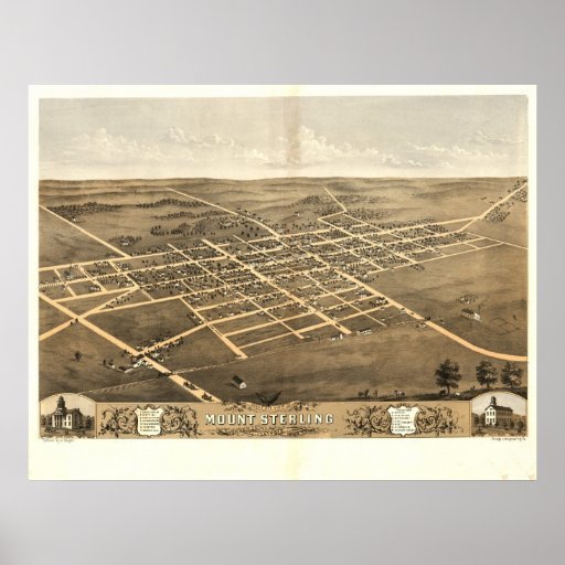 Mount Sterling Illinois 1869 Antique Panoramic Map Poster Zazzle
