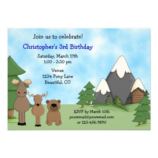 Mountain Animals Birthday Invitation for Boys