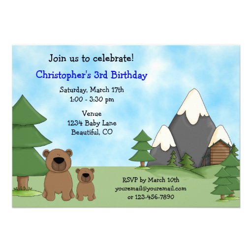 Mountain Bears Birthday Invitation for Boys
