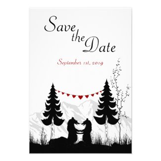 Mountain Bears Save the Date Wedding Announcement