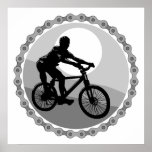 mountain bike chain sprocket grayscale print