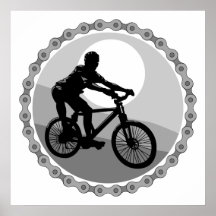 mountain bike chain sprocket grayscale print