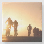 Mountain Bike Riders Make Their Way Over The Top Stone Beverage Coaster