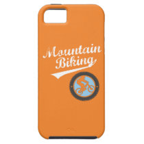 Mountain Biking, Orange, Blue & White iPhone 5 Case