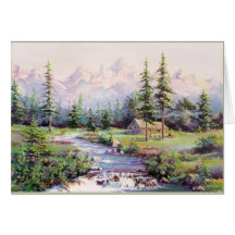 MOUNTAIN CABIN by SHARON SHARPE Card