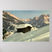 Mountain cabin in the Swiss Alps Posters