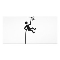 mountain climber icon customized photo card