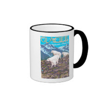 Mountain Goats Scene - Glacier National Park, Coffee Mugs