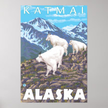 Mountain Goats Scene - Katmai, Alaska Posters