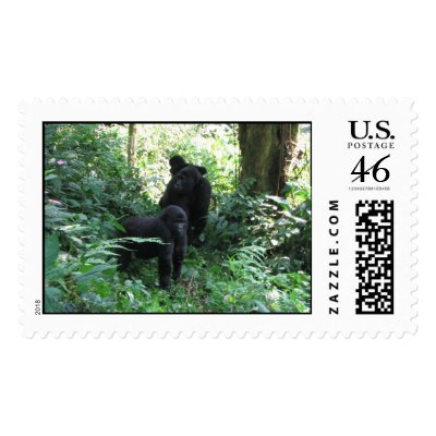 Mountain Gorilla Mother & baby Stamps by catdogdz