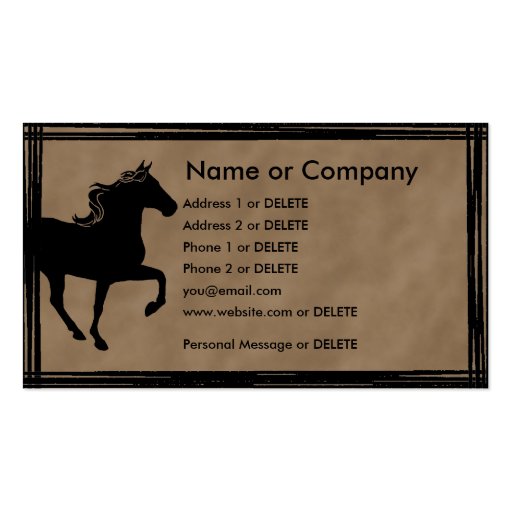 Mountain Horse Silhouette Personal Profile Business Cards (front side)