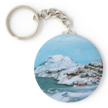 Mountain Houses Snow Davuis Strait by Ozborne W Key Chain