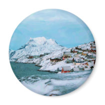 Mountain Houses Snow Davuis Strait by Ozborne W Fridge Magnets