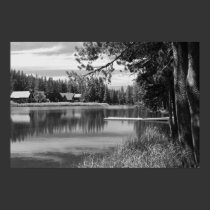 Mountain Lake, Dock, Black and White posters