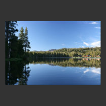 Mountain Lake, Forest, Cabins, Dusk posters