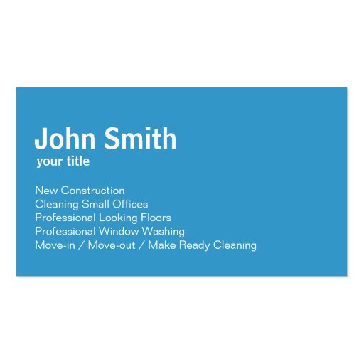 Mountain Lake Home Cleaning Business Card (back side)