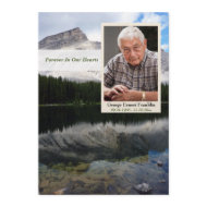 Mountain Lake Scene Memorial Card with Photo invitation