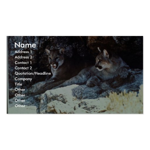 Mountain Lion Business Card Templates (front side)