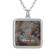 Mountain lions in love personalized necklace