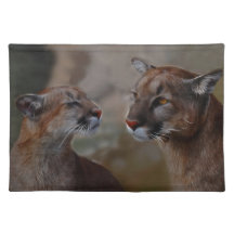 Mountain lions in love place mat