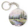 MOUNTAIN LOG CABIN by SHARON SHARPE Key Chain MOUNTAIN LOG CABIN by SHARON SHARPE Key Chain