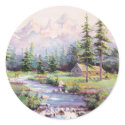 MOUNTAIN LOG CABIN by SHARON SHARPE stickers by sharonsharpe MOUNTAIN LOG CABIN by SHARON SHARPE stickers