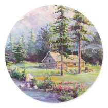 MOUNTAIN LOG CABIN by SHARON SHARPE stickers
