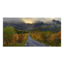 Mountain Massif of Flakstadoya Island Norway Customized Photo Card