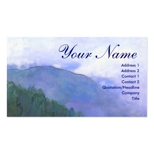 Mountain mist business card (front side)