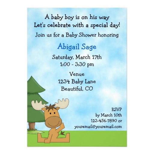 Mountain Moose Baby Shower Invitation for Boys