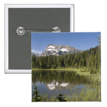 Mountain Peak Reflected In A Lake Buttons