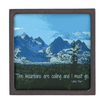 Mountain Peaks digital art - John Muir quote Premium Gift Box