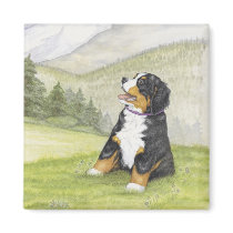 Mountain pup refrigerator magnet
