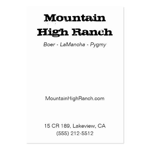 Mountain Ranch Business Cards (back side)