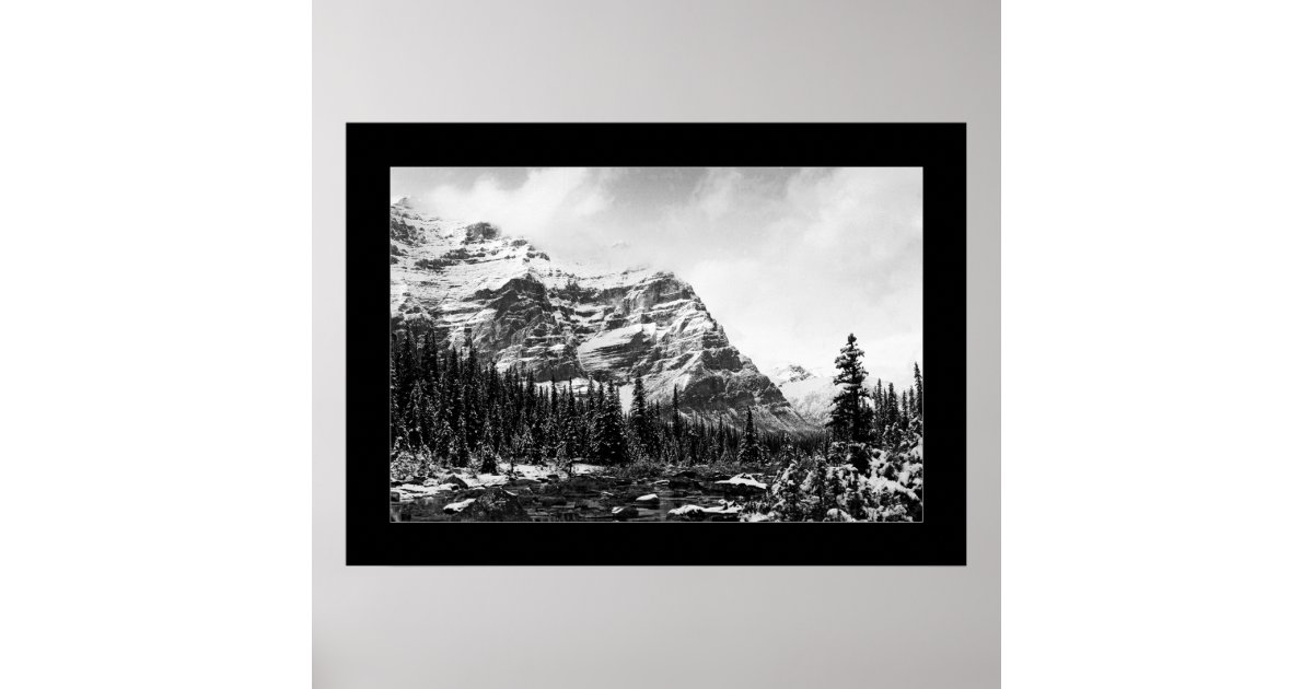 Mountain Scene (Black &amp; White) Poster | Zazzle