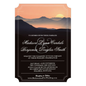 Mountain Silhouette Evening Sunset Wedding Invites