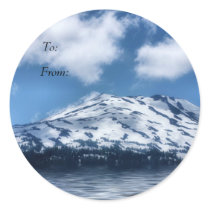 Mountain Snow Gift Tag Stickers by janoka Mountain Snow Gift Tag Stickers