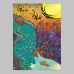Mountain Stream, Koi & Birds at Sunset posters