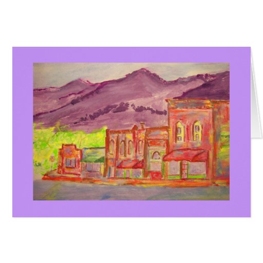 mountain town watercolour sketch greeting cards