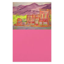 mountain town watercolour sketch custom stationery