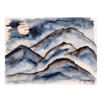 mountains at night painting posters