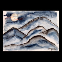 mountains at night painting posters