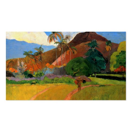 Mountains in Tahiti Gauguin painting warm colorful Business Card Templates