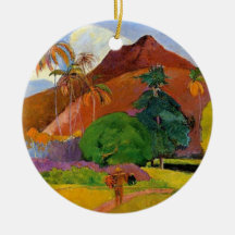 Mountains in Tahiti - Paul Gauguin Christmas Ornaments