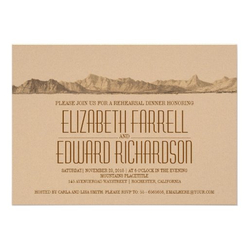 Mountains rehearsal dinner invitation